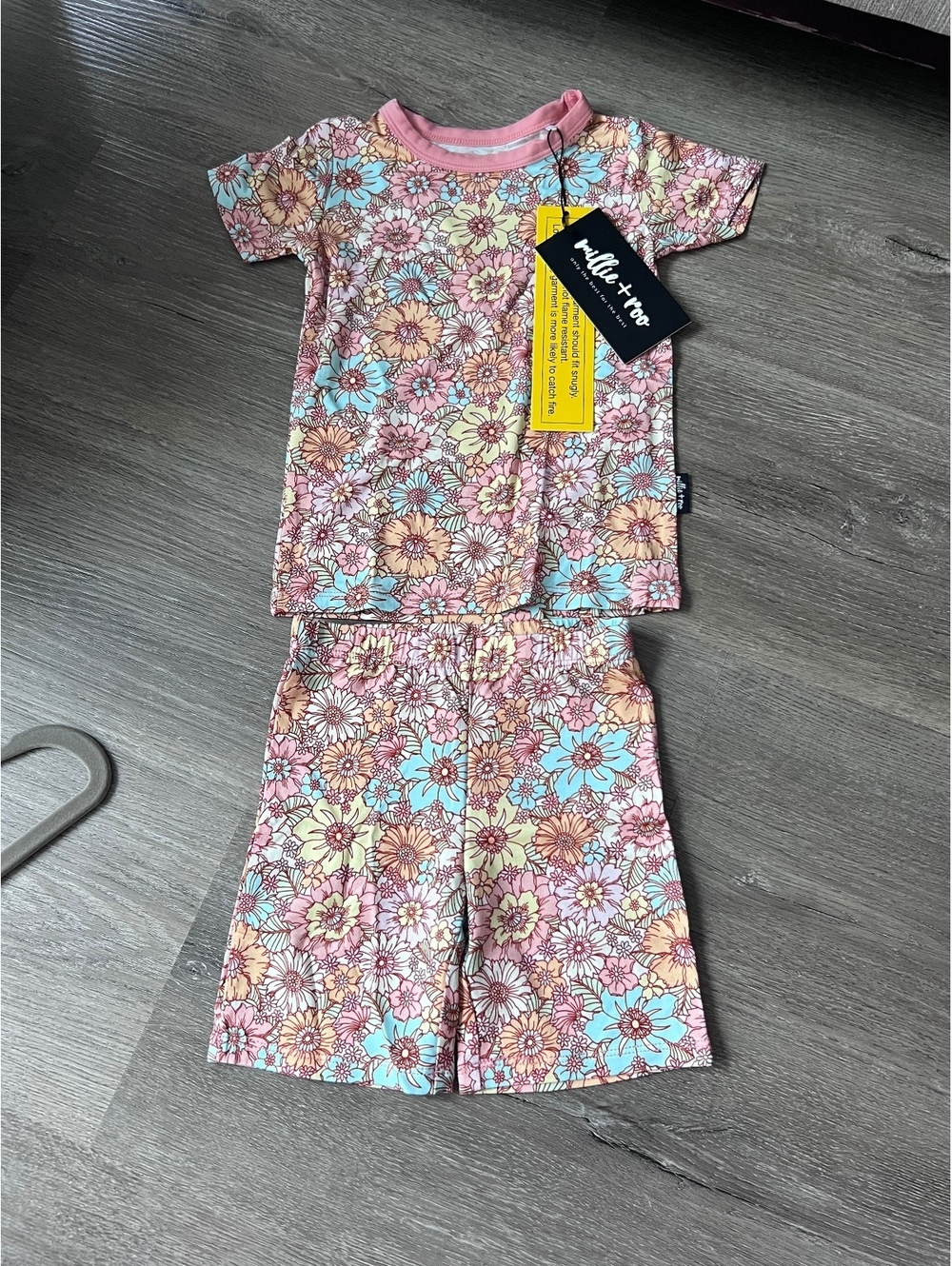 Millie & Roo Baby floral top and shorts bamboo pjs